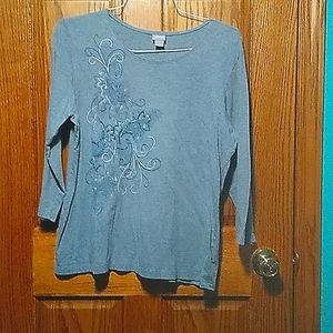 Blue Women's Laura Scott three quarter length shirt size xl
